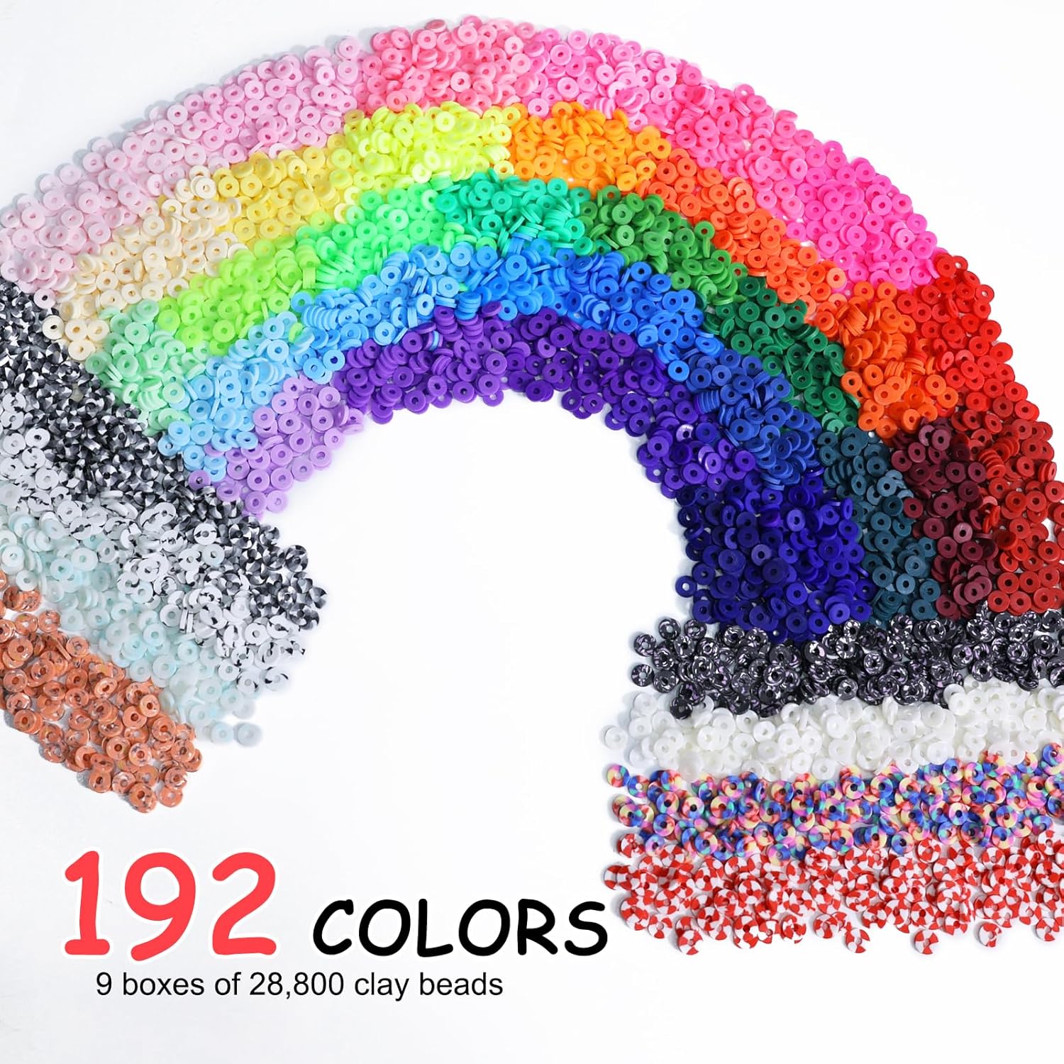 Redtwo 30000 Pcs Clay Beads Bracelet Making Kit, 9 Boxes 192 Colors Friendship Bracelet Kit Flat Polymer Heishi Beads for Jewelry Making, Crafts Gift for Girls Ages 6-12 - Image 2