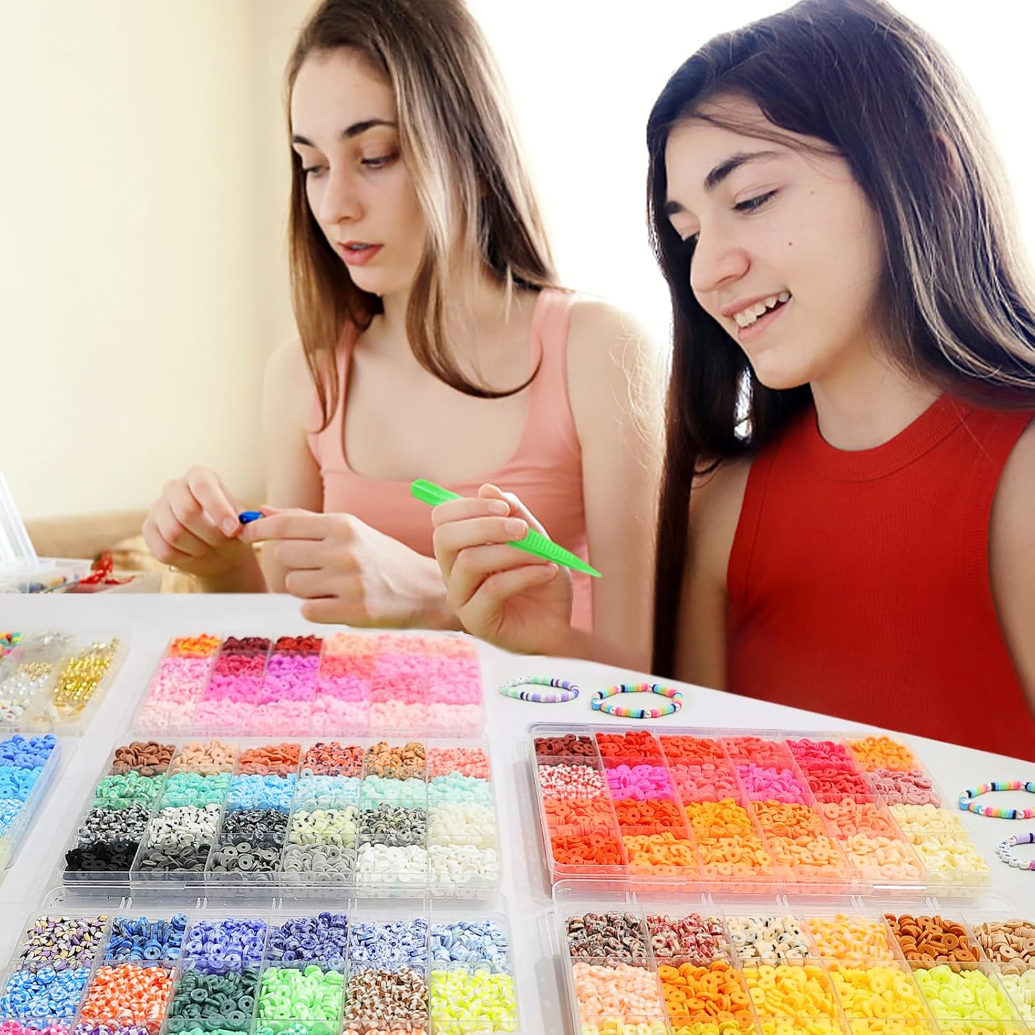 Redtwo 30000 Pcs Clay Beads Bracelet Making Kit, 9 Boxes 192 Colors Friendship Bracelet Kit Flat Polymer Heishi Beads for Jewelry Making, Crafts Gift for Girls Ages 6-12 - Image 5